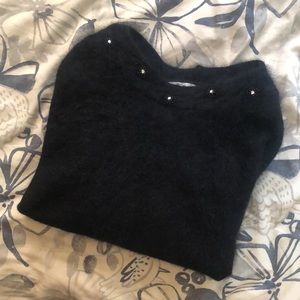 Vintage G. Pisano Angora Sweater - M With Beaded Collar